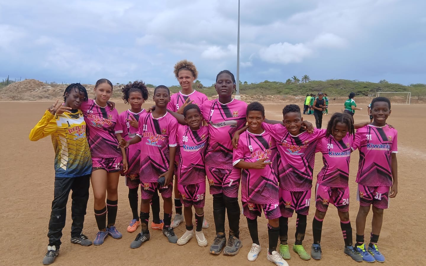 The RCS U11 squad on the field at Savaneta